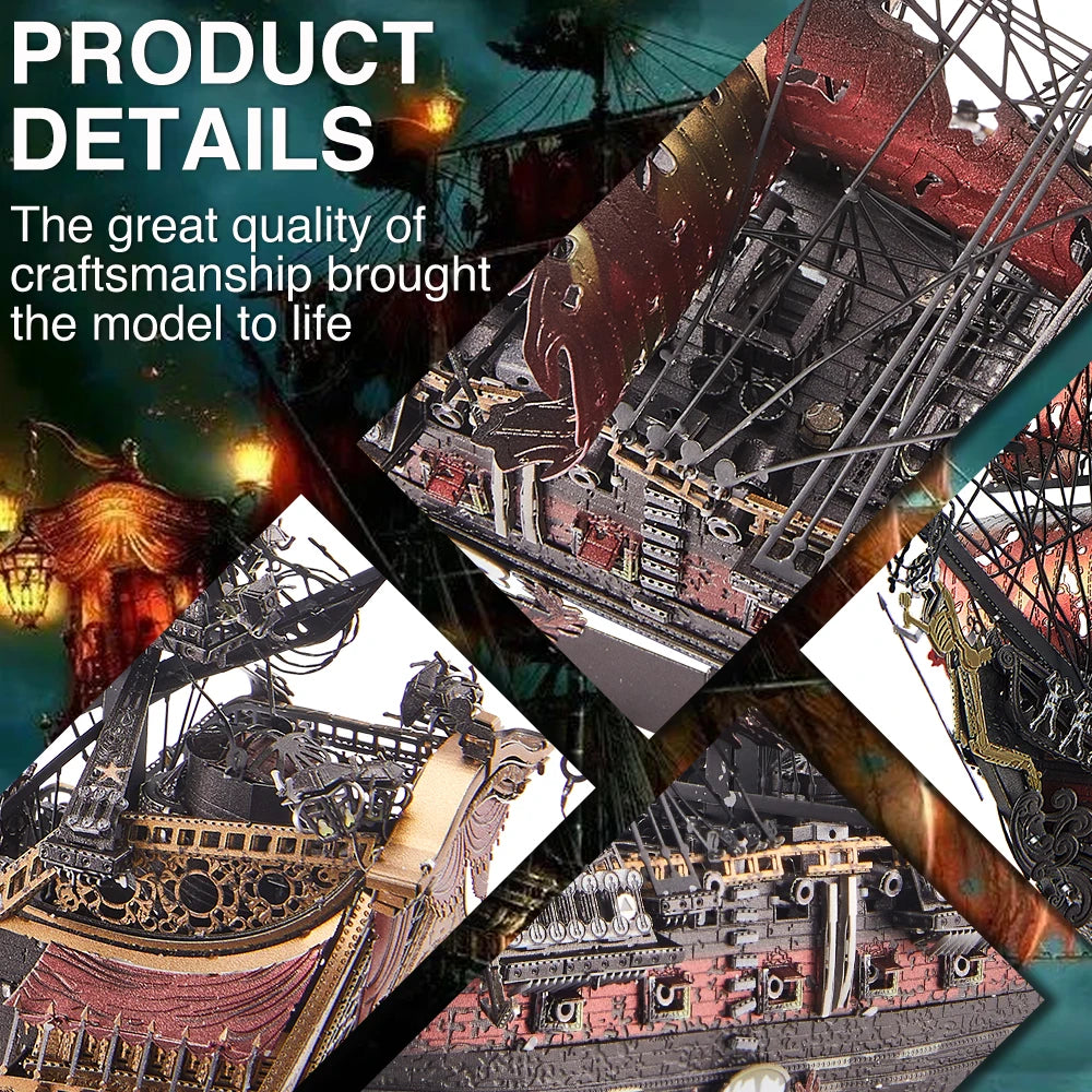 Pirates of the Caribbean - Queen Anne’s Revenge Stainless Steel Pirate Ship Puzzle – 3D Model Kit for Adults