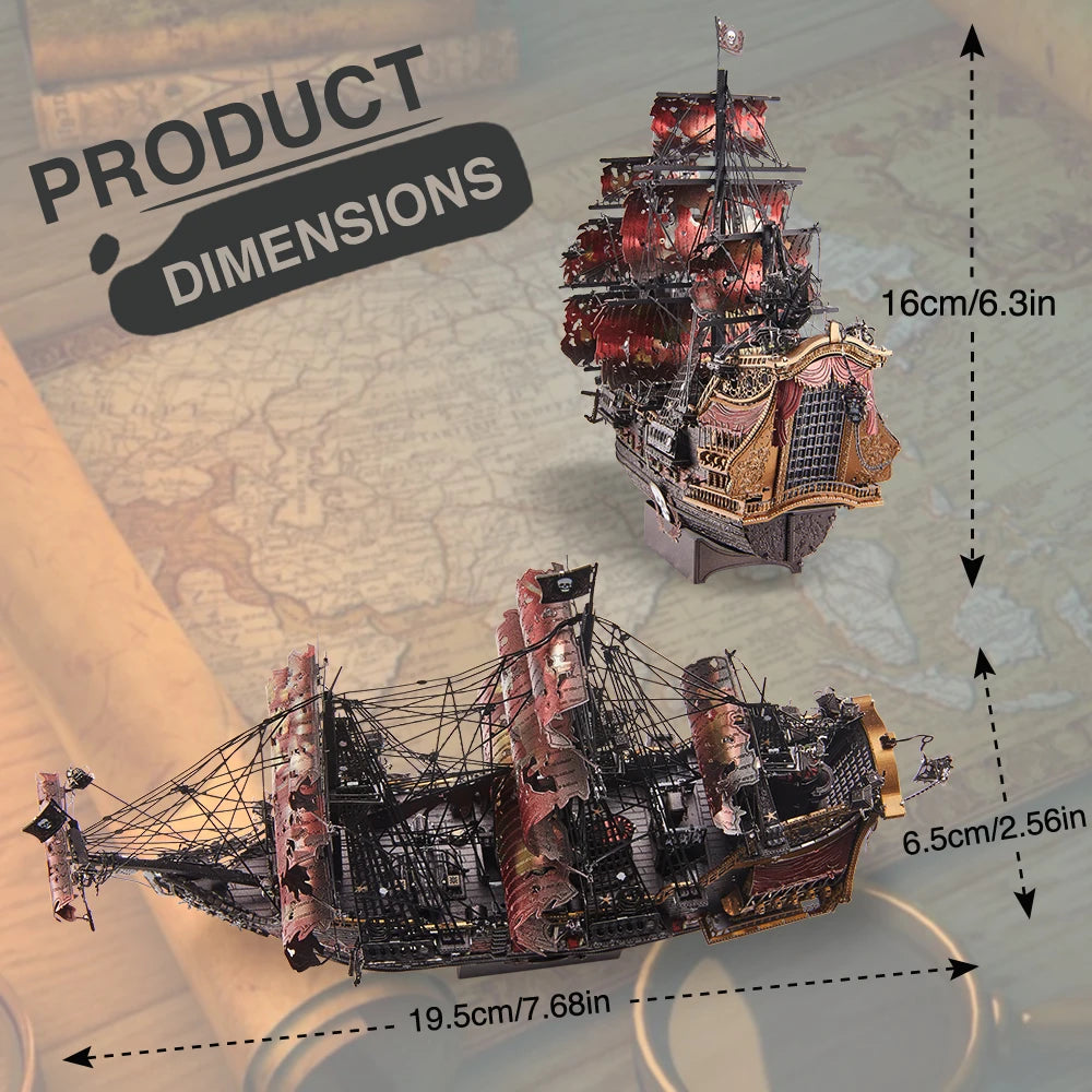 Pirates of the Caribbean - Queen Anne’s Revenge Stainless Steel Pirate Ship Puzzle – 3D Model Kit for Adults