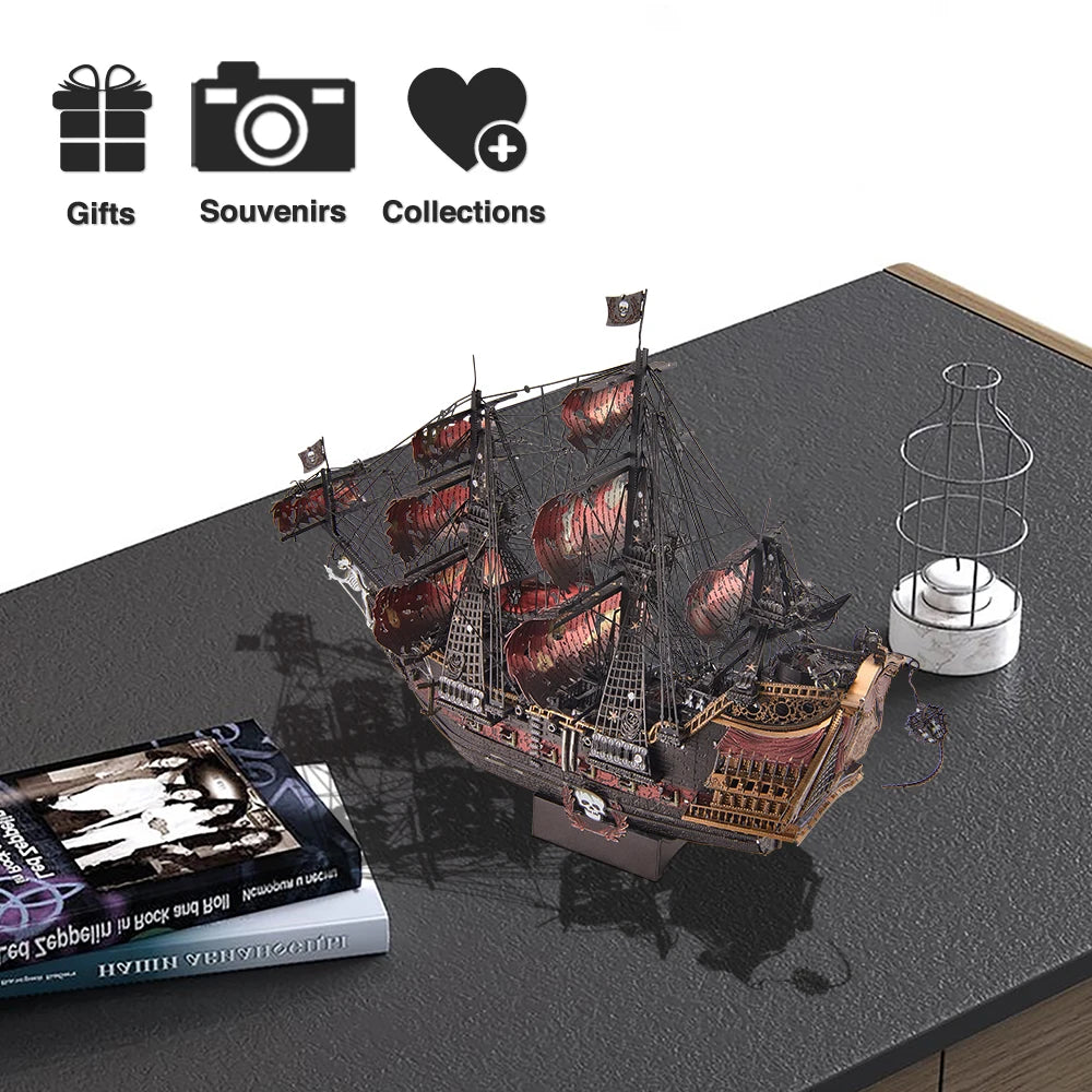 Pirates of the Caribbean - Queen Anne’s Revenge Stainless Steel Pirate Ship Puzzle – 3D Model Kit for Adults