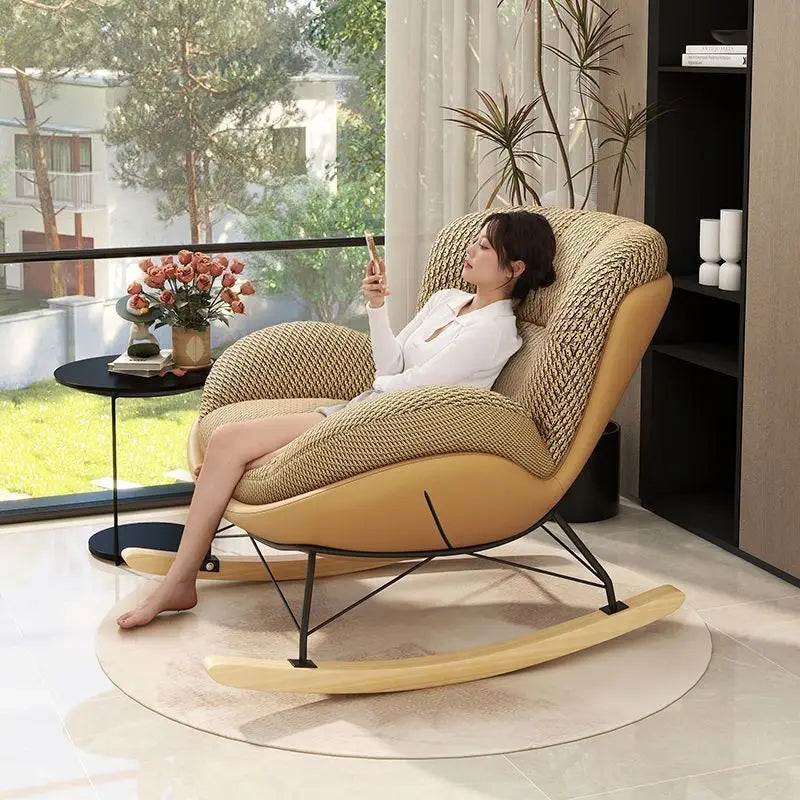Scandinavian-inspired Nordic Style Eggshell Rocking Chair
