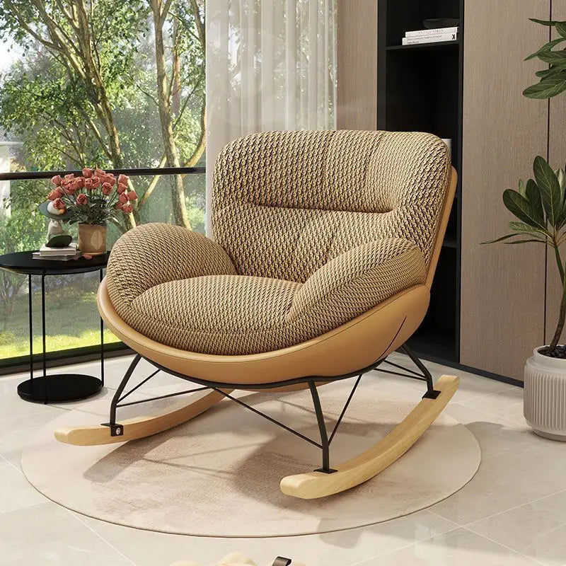Scandinavian-inspired Nordic Style Eggshell Rocking Chair