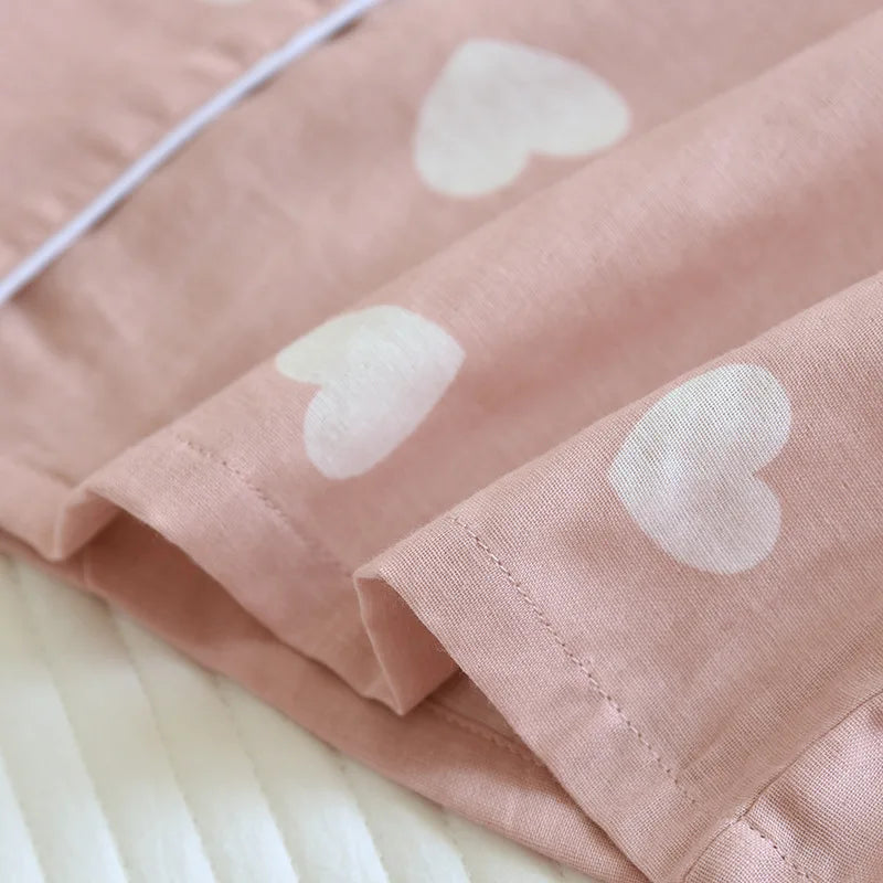 2026 New Spring and Autumn Pajama Set Women's 100% Cotton Long Sleeve Pants Two Piece Love Lovely Sweet Home Furnishing Set