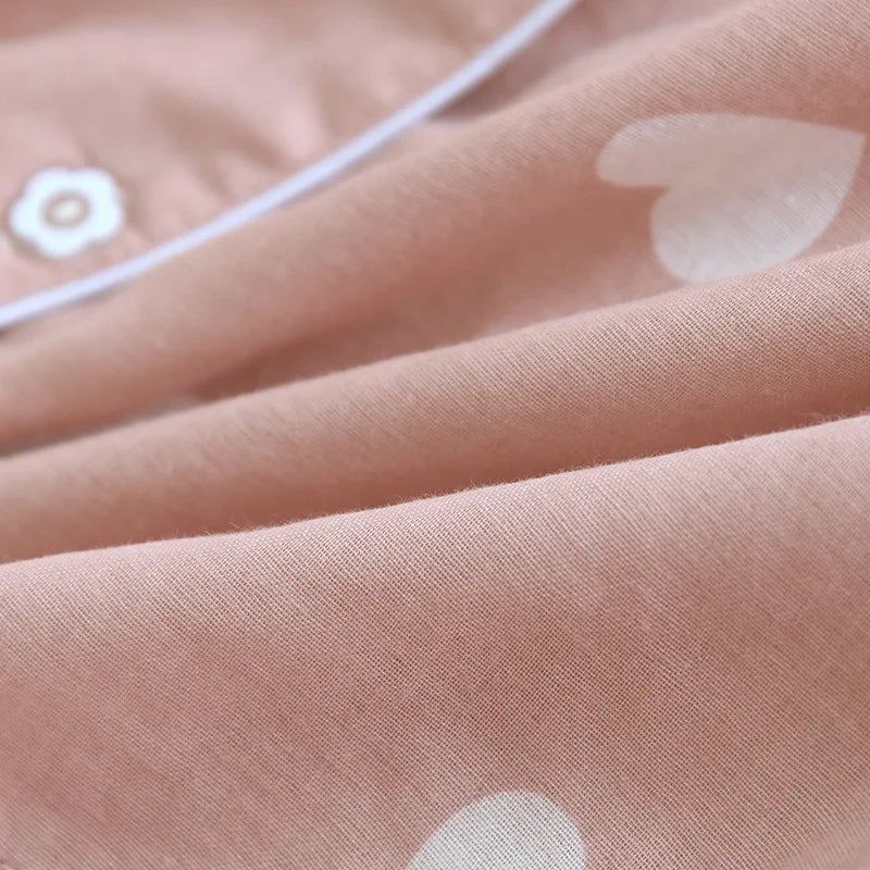 2026 New Spring and Autumn Pajama Set Women's 100% Cotton Long Sleeve Pants Two Piece Love Lovely Sweet Home Furnishing Set