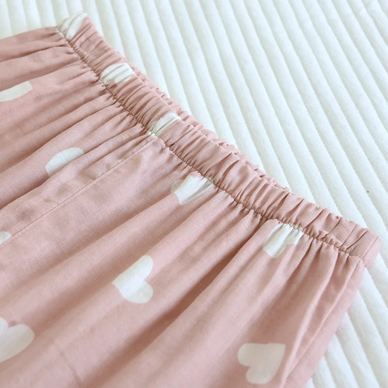 2026 New Spring and Autumn Pajama Set Women's 100% Cotton Long Sleeve Pants Two Piece Love Lovely Sweet Home Furnishing Set