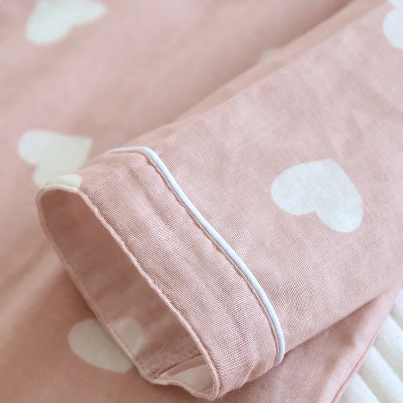 2026 New Spring and Autumn Pajama Set Women's 100% Cotton Long Sleeve Pants Two Piece Love Lovely Sweet Home Furnishing Set