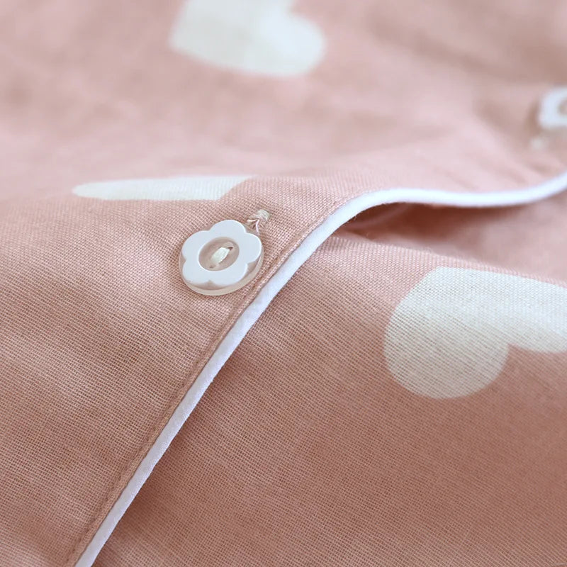 2026 New Spring and Autumn Pajama Set Women's 100% Cotton Long Sleeve Pants Two Piece Love Lovely Sweet Home Furnishing Set